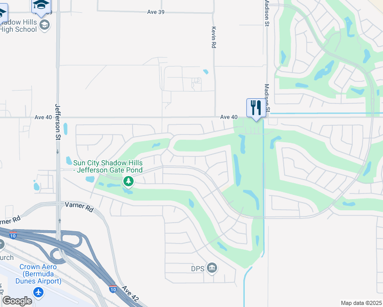 map of restaurants, bars, coffee shops, grocery stores, and more near 80658 Avenida San Ignacio in Indio