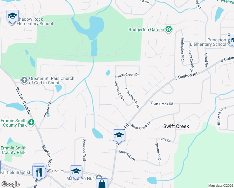 map of restaurants, bars, coffee shops, grocery stores, and more near 1265 Baywood Glen in Lithonia