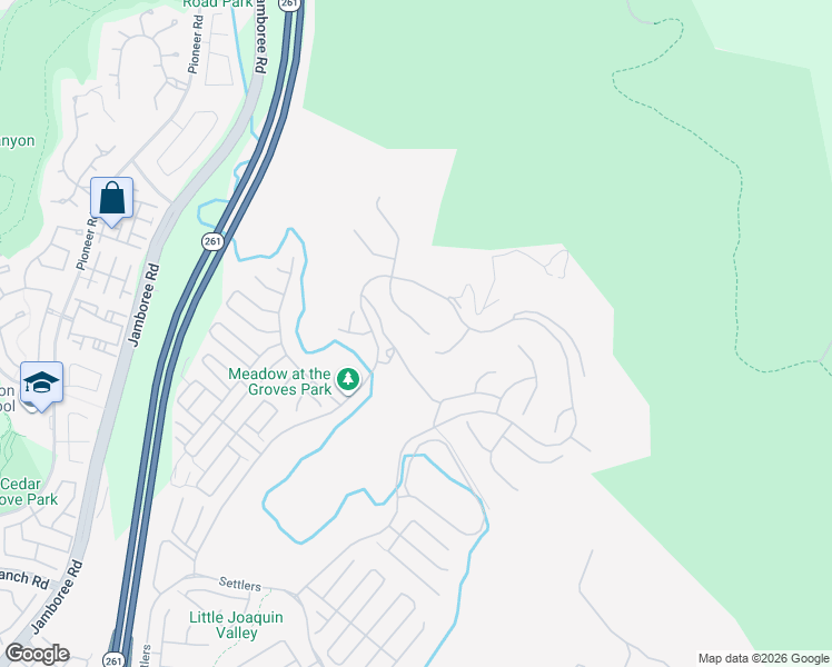 map of restaurants, bars, coffee shops, grocery stores, and more near 222 Clear Falls in Irvine