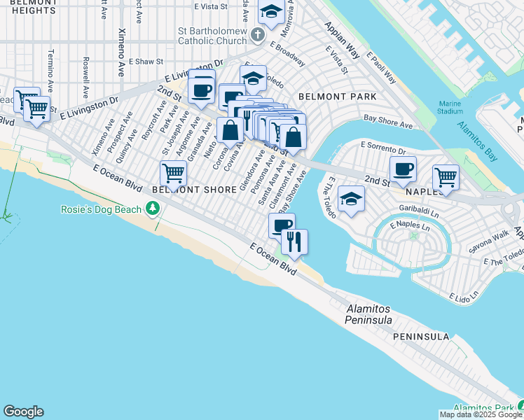 map of restaurants, bars, coffee shops, grocery stores, and more near in 