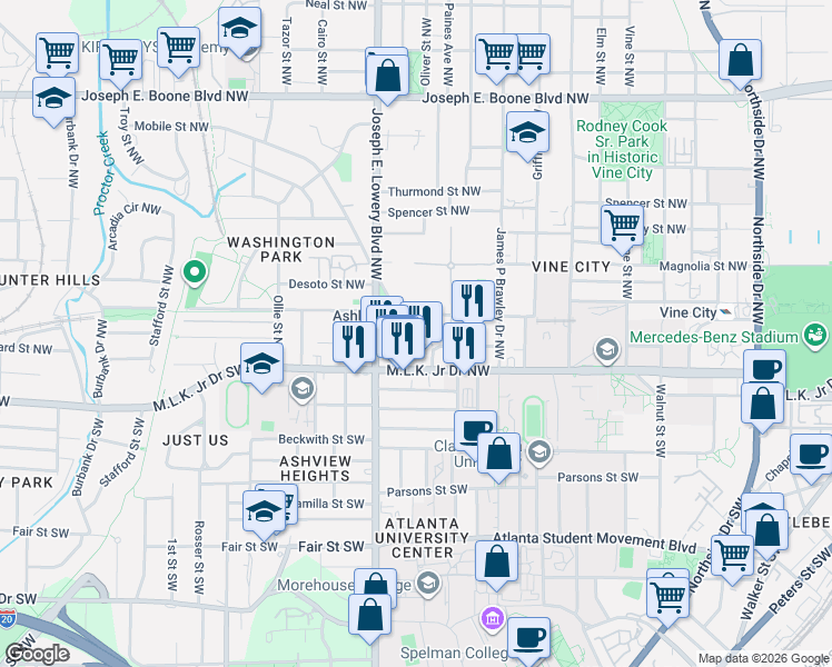 map of restaurants, bars, coffee shops, grocery stores, and more near 755 Liberty Commons Drive in Atlanta