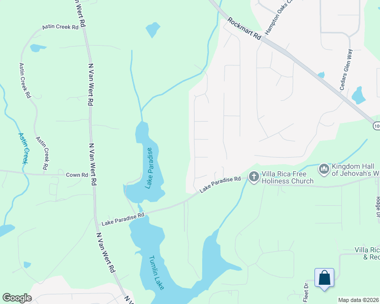 map of restaurants, bars, coffee shops, grocery stores, and more near 114 Pine Needle Trail in Villa Rica