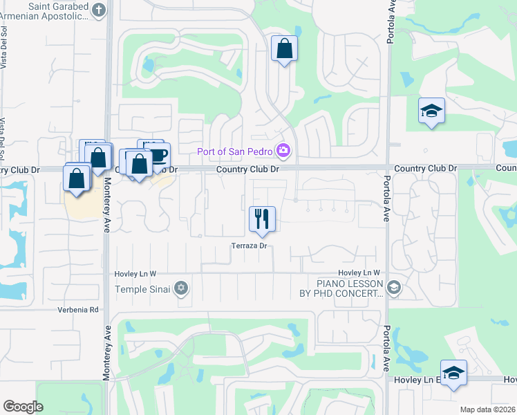 map of restaurants, bars, coffee shops, grocery stores, and more near 4305 Minori Court in Palm Desert