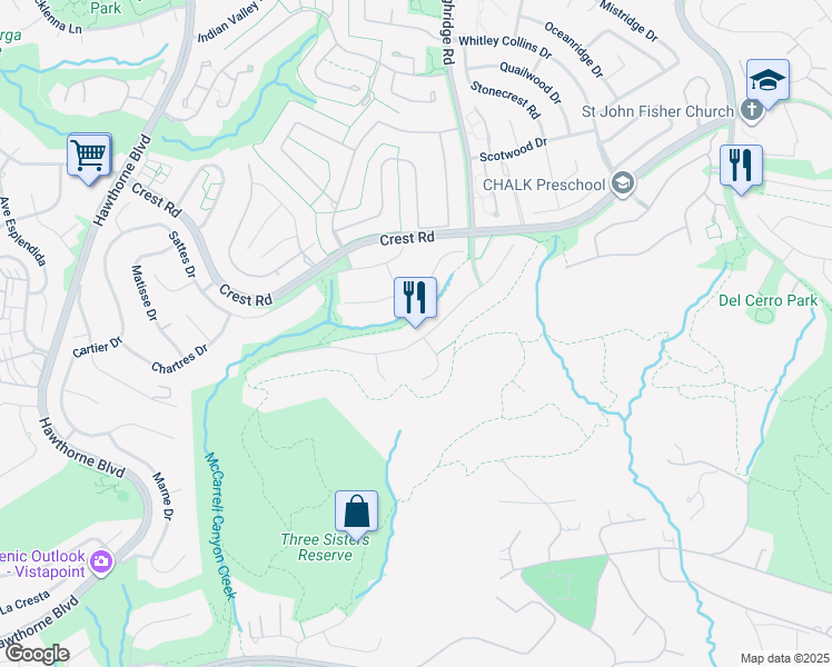 map of restaurants, bars, coffee shops, grocery stores, and more near 6023 Ocean Terrace Drive in Rancho Palos Verdes