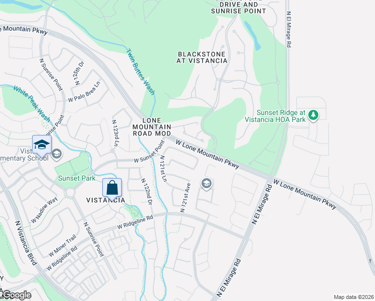map of restaurants, bars, coffee shops, grocery stores, and more near 12098 West Dove Wing Way in Peoria