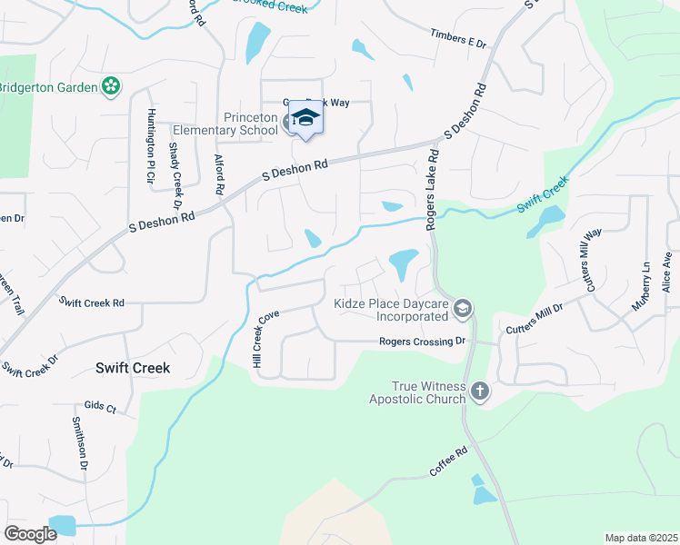 map of restaurants, bars, coffee shops, grocery stores, and more near 6604 Hill Creek Cove in Lithonia
