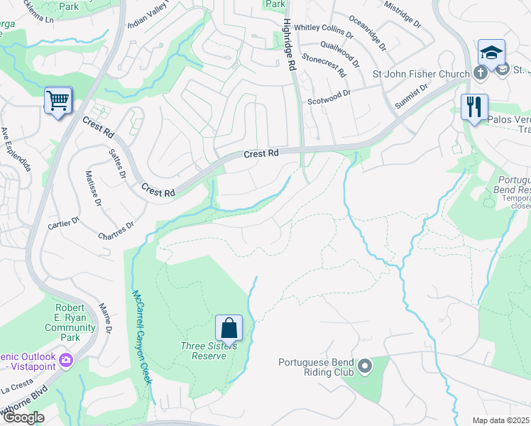 map of restaurants, bars, coffee shops, grocery stores, and more near 6023 Ocean Terrace Drive in Rancho Palos Verdes