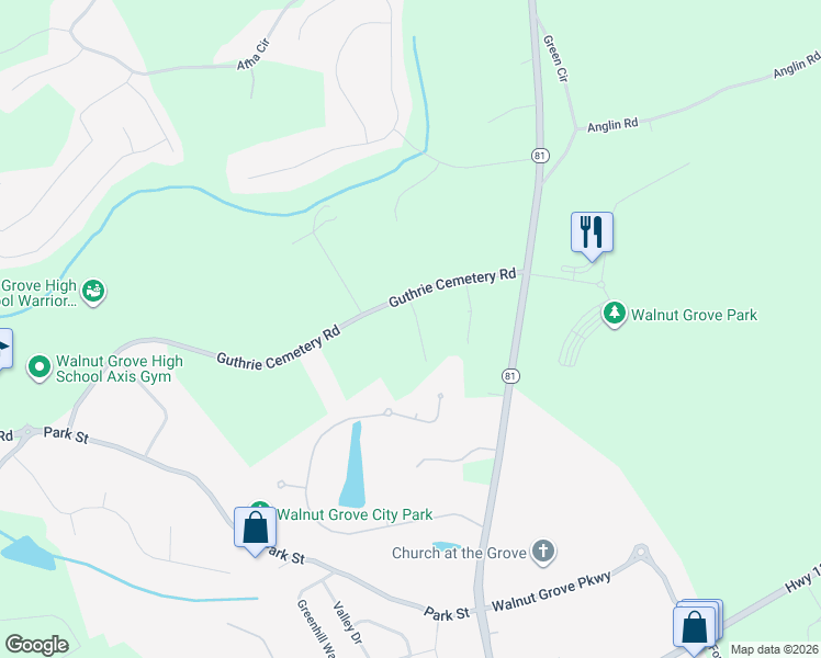 map of restaurants, bars, coffee shops, grocery stores, and more near 1509 Guthrie Crossing Drive in Loganville