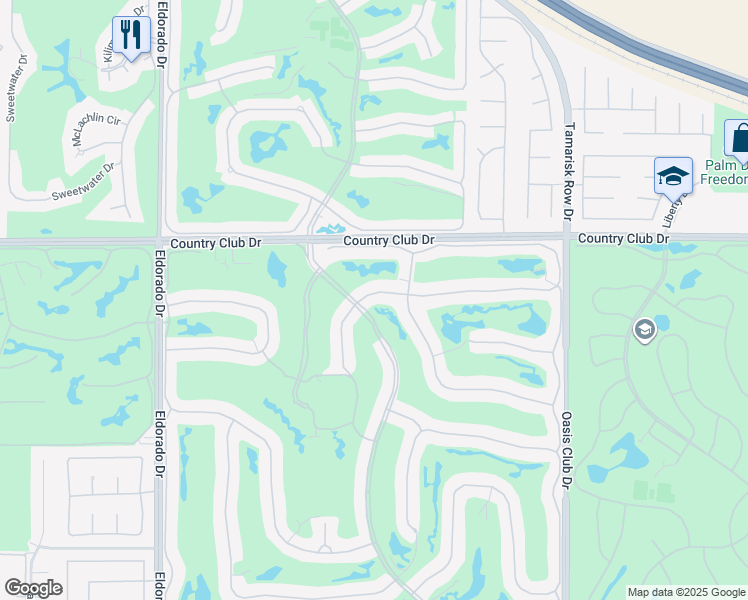 map of restaurants, bars, coffee shops, grocery stores, and more near 511 Red Arrow Trail in Palm Desert