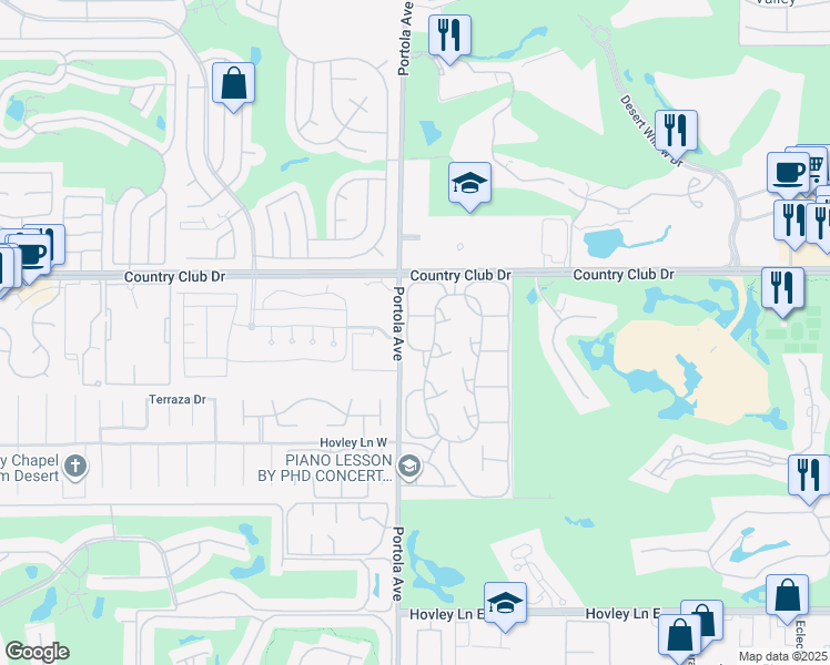 map of restaurants, bars, coffee shops, grocery stores, and more near 32 Acapulco Drive in Palm Desert