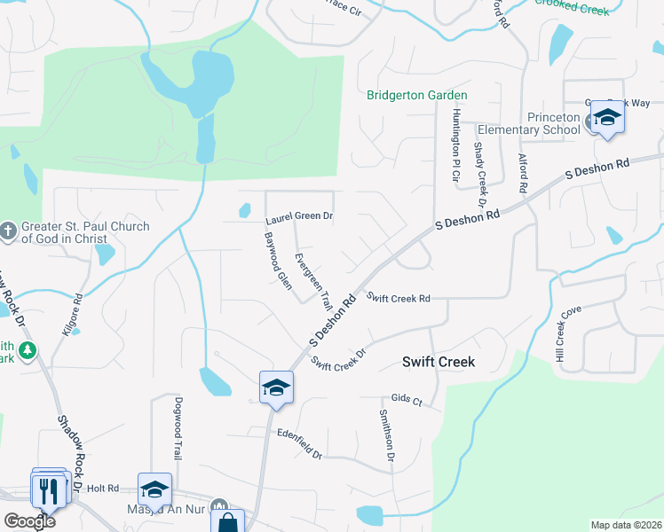 map of restaurants, bars, coffee shops, grocery stores, and more near 6387 Seths Way in Lithonia