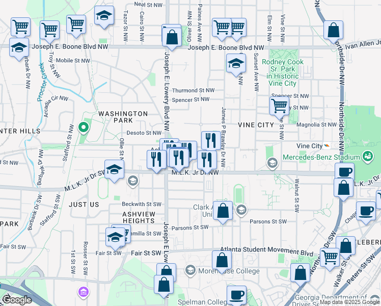 map of restaurants, bars, coffee shops, grocery stores, and more near 755 Liberty Commons Drive in Atlanta