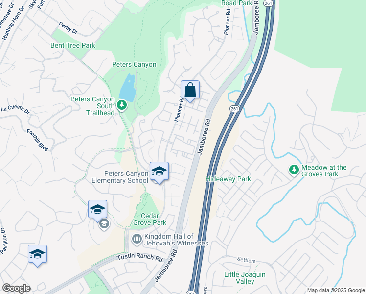 map of restaurants, bars, coffee shops, grocery stores, and more near 2771 Dunstan Drive in Tustin