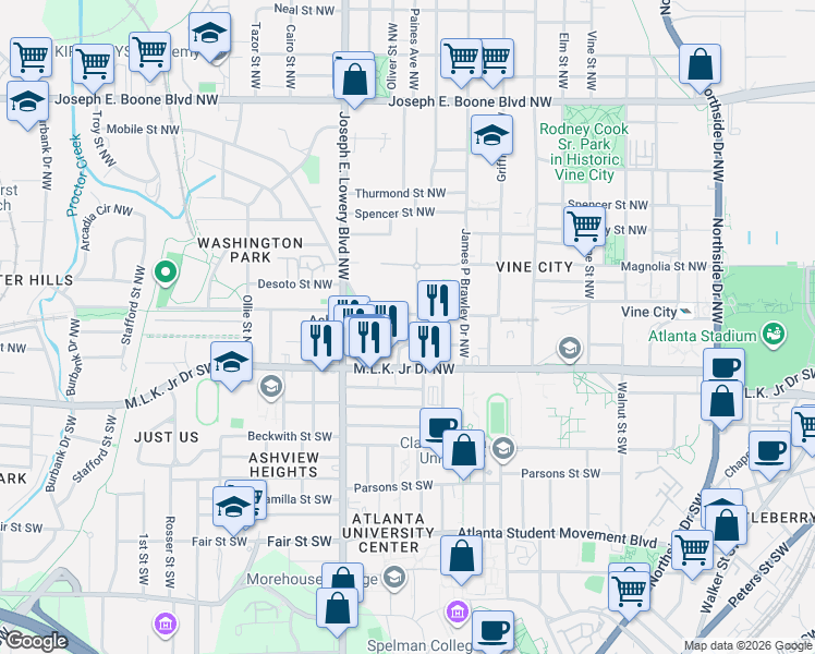 map of restaurants, bars, coffee shops, grocery stores, and more near 755 Liberty Commons Drive in Atlanta