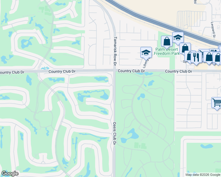 map of restaurants, bars, coffee shops, grocery stores, and more near 903 Red Arrow Trail in Palm Desert