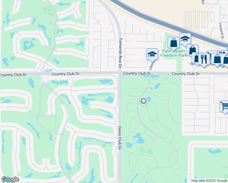 map of restaurants, bars, coffee shops, grocery stores, and more near 895 Red Arrow Trail in Palm Desert