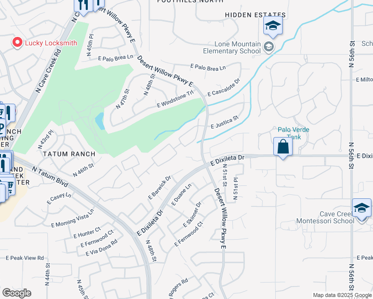 map of restaurants, bars, coffee shops, grocery stores, and more near 4919 East Morning Vista Lane in Cave Creek