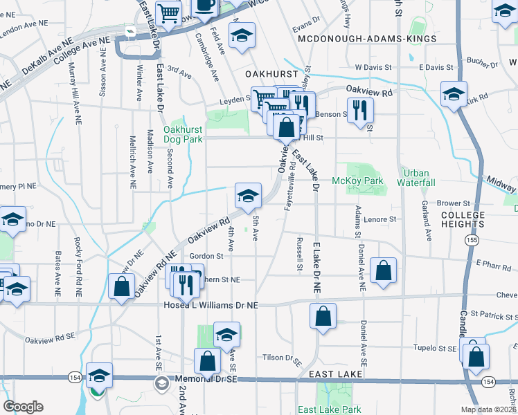 map of restaurants, bars, coffee shops, grocery stores, and more near 328 Spring Street in Decatur