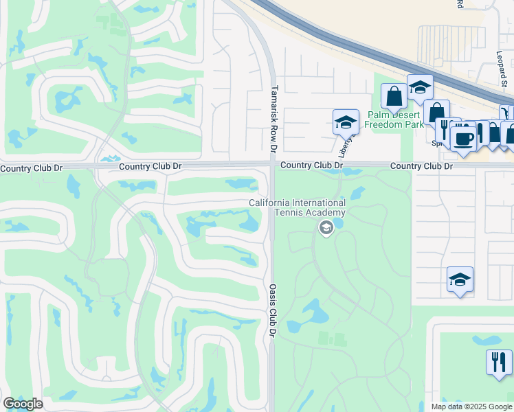map of restaurants, bars, coffee shops, grocery stores, and more near 887 Red Arrow Trail in Palm Desert