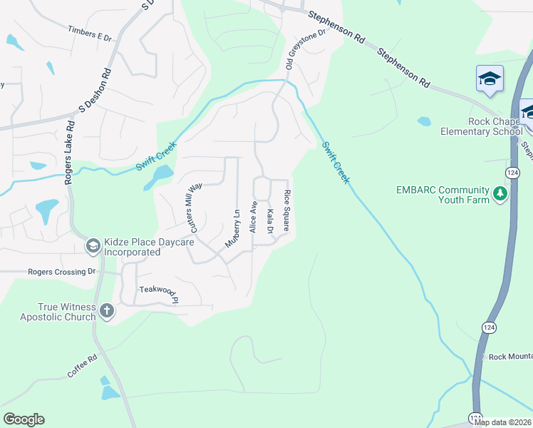 map of restaurants, bars, coffee shops, grocery stores, and more near 1371 Kala Drive in Lithonia