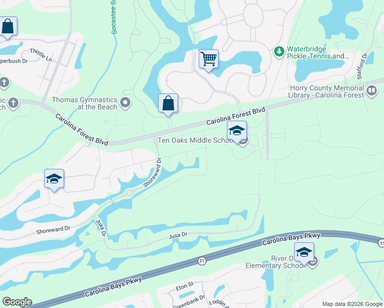 map of restaurants, bars, coffee shops, grocery stores, and more near 9057 Abingdon Drive in Myrtle Beach