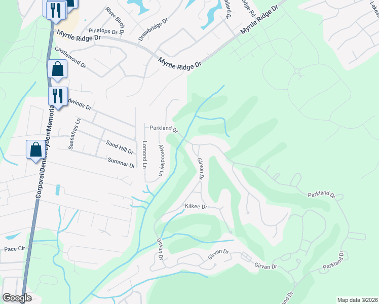 map of restaurants, bars, coffee shops, grocery stores, and more near 4006 Girvan Drive in Myrtle Beach