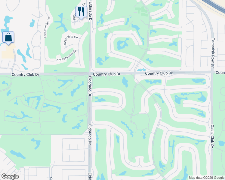 map of restaurants, bars, coffee shops, grocery stores, and more near 212 White Horse Trail in Palm Desert
