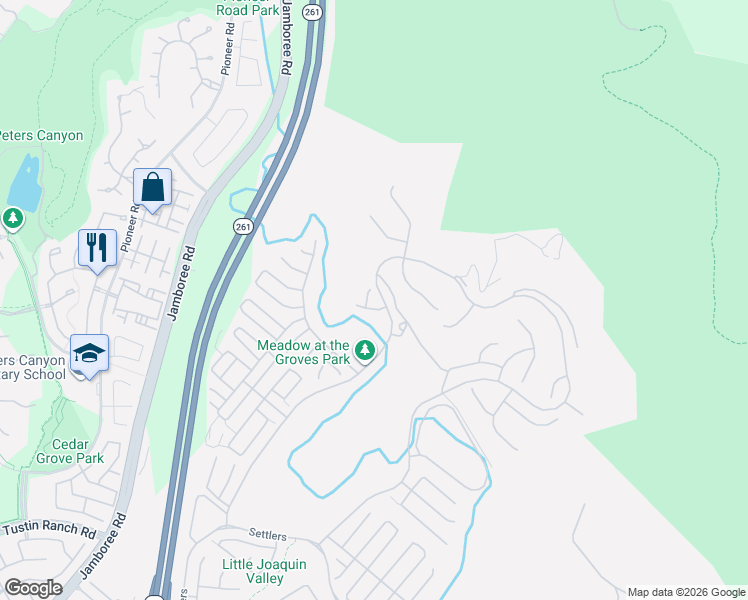 map of restaurants, bars, coffee shops, grocery stores, and more near 112 Gypsum in Irvine