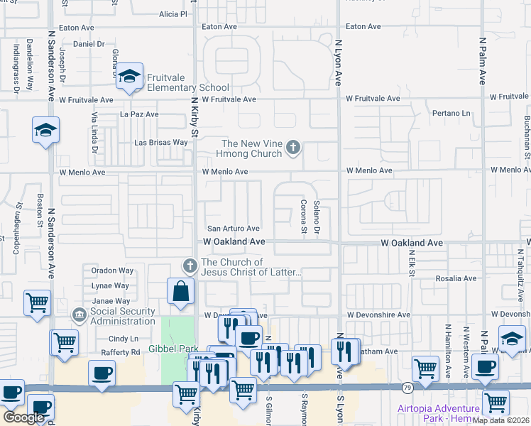 map of restaurants, bars, coffee shops, grocery stores, and more near 572 San Rogelio Street in Hemet