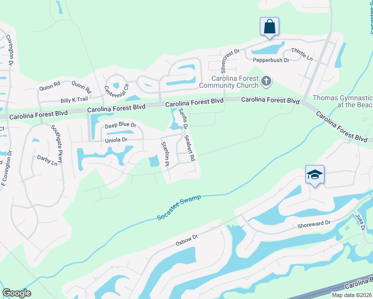 map of restaurants, bars, coffee shops, grocery stores, and more near 805 Sheridan Road in Myrtle Beach