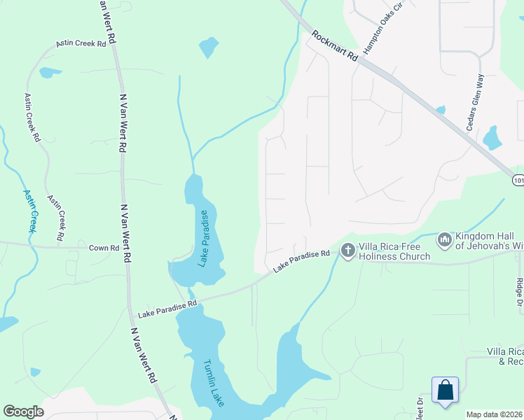 map of restaurants, bars, coffee shops, grocery stores, and more near 122 Pine Needle Trail in Villa Rica