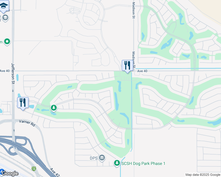 map of restaurants, bars, coffee shops, grocery stores, and more near 40360 Calle Santa Monica in Indio