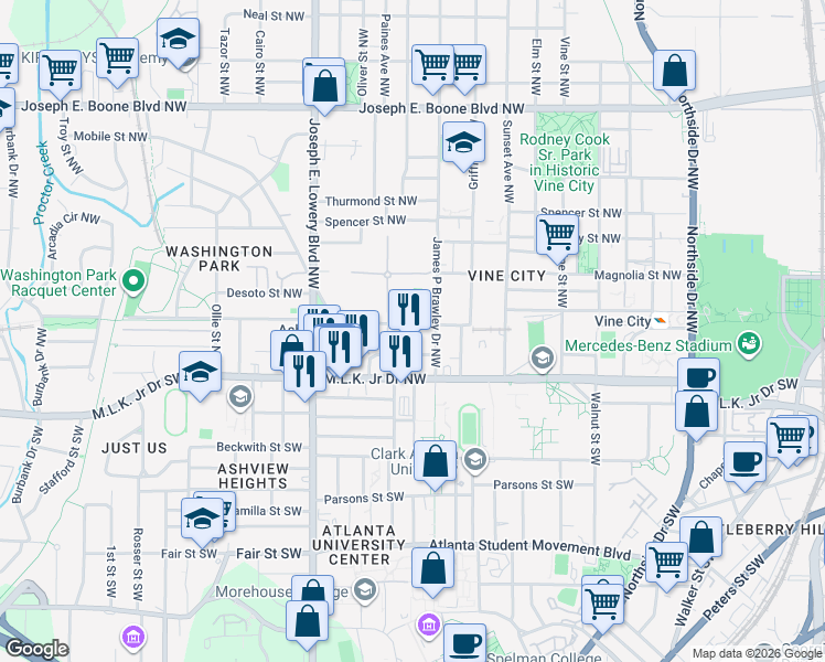 map of restaurants, bars, coffee shops, grocery stores, and more near 816 Liberty Commons Drive in Atlanta