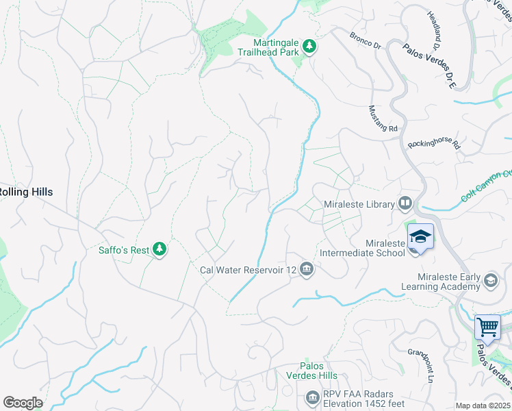 map of restaurants, bars, coffee shops, grocery stores, and more near 4 Bowie Road in Rolling Hills