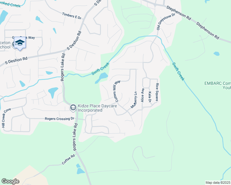 map of restaurants, bars, coffee shops, grocery stores, and more near 1858 Cutters Mill Way in Lithonia