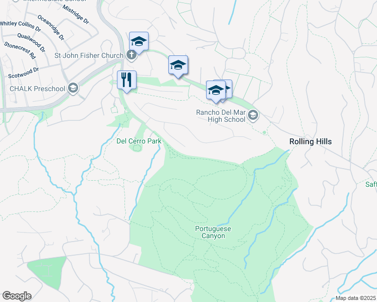 map of restaurants, bars, coffee shops, grocery stores, and more near 19 Amber Sky Drive in Rancho Palos Verdes