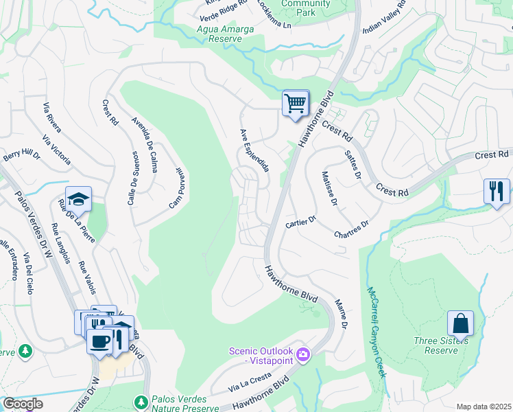 map of restaurants, bars, coffee shops, grocery stores, and more near 30242 Avenida Selecta in Rancho Palos Verdes
