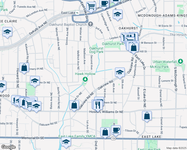map of restaurants, bars, coffee shops, grocery stores, and more near 323 2nd Avenue Northeast in Atlanta
