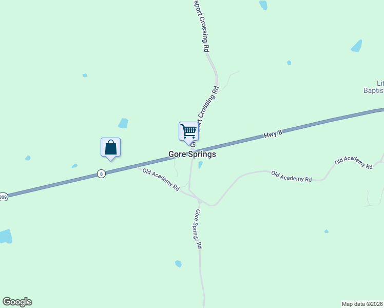 map of restaurants, bars, coffee shops, grocery stores, and more near in Gore Springs