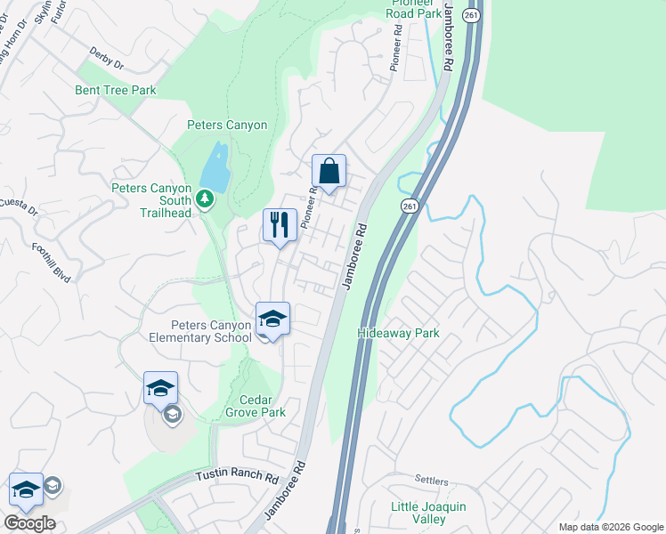 map of restaurants, bars, coffee shops, grocery stores, and more near 10637 Jamboree Road in Tustin
