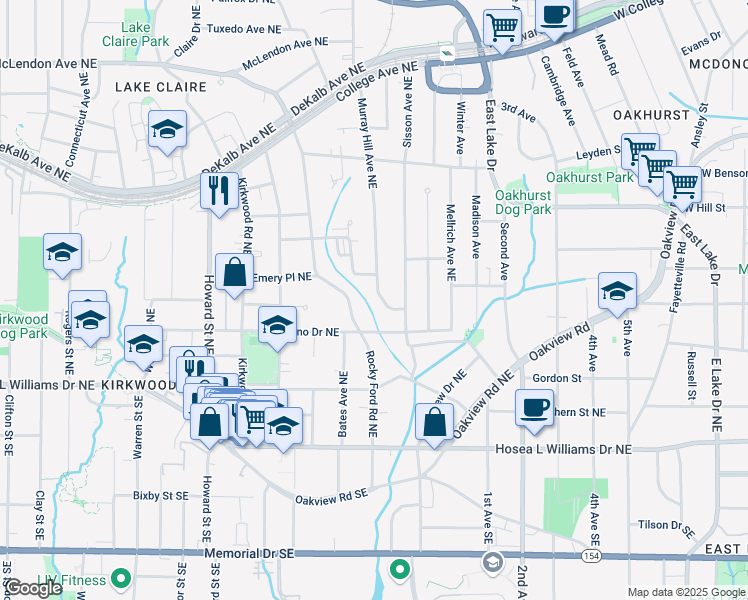 map of restaurants, bars, coffee shops, grocery stores, and more near 148 Murray Hill Avenue Northeast in Atlanta