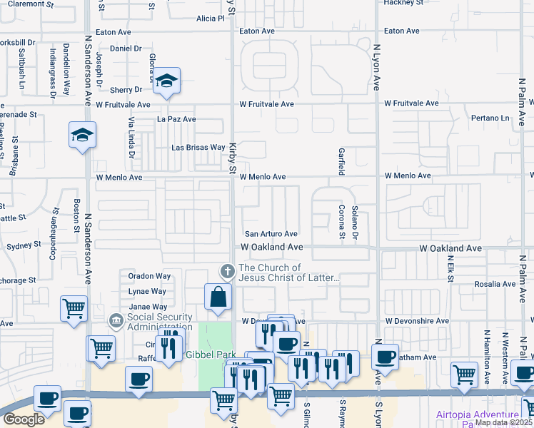 map of restaurants, bars, coffee shops, grocery stores, and more near 597 San Pasquel Street in Hemet
