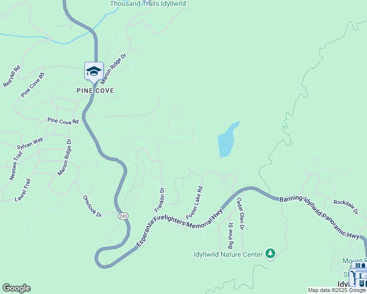 map of restaurants, bars, coffee shops, grocery stores, and more near 53429 Sherman Drive in Idyllwild-Pine Cove