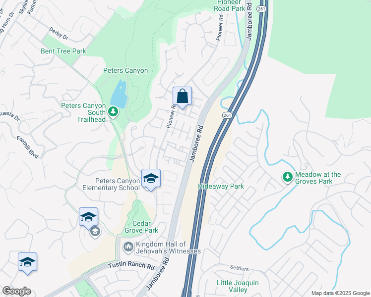 map of restaurants, bars, coffee shops, grocery stores, and more near 2723 Dietrich Drive in Tustin