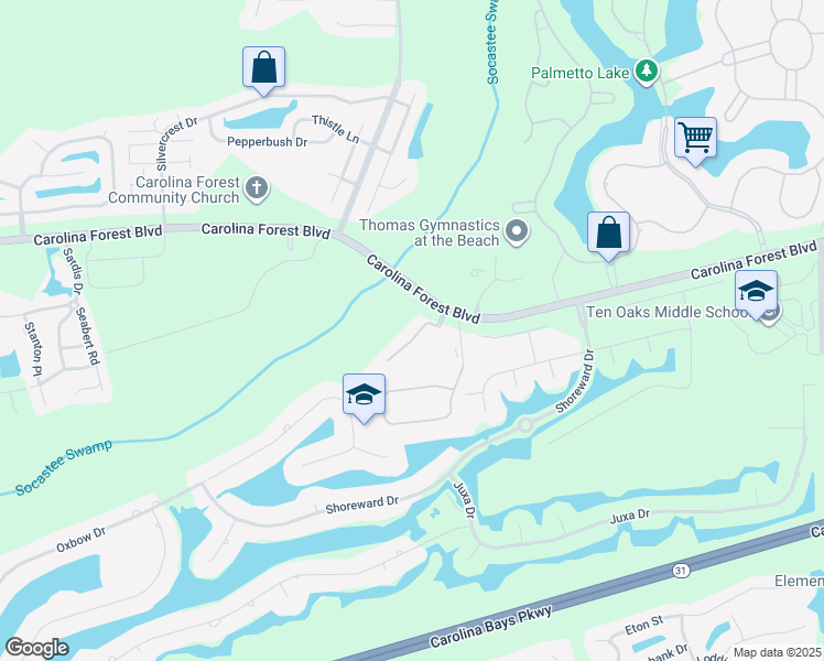 map of restaurants, bars, coffee shops, grocery stores, and more near 112 Westhaven Drive in Myrtle Beach