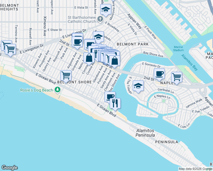 map of restaurants, bars, coffee shops, grocery stores, and more near in 
