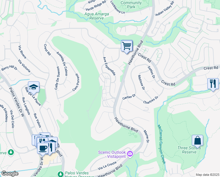 map of restaurants, bars, coffee shops, grocery stores, and more near 30242 Avenida Selecta in Rancho Palos Verdes