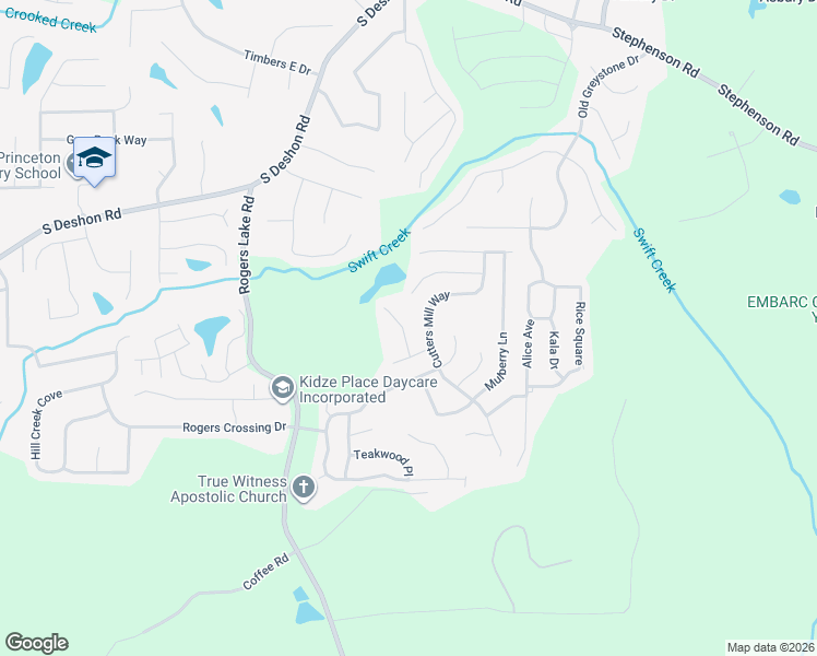 map of restaurants, bars, coffee shops, grocery stores, and more near 1283 Live Oak Terrace in Lithonia