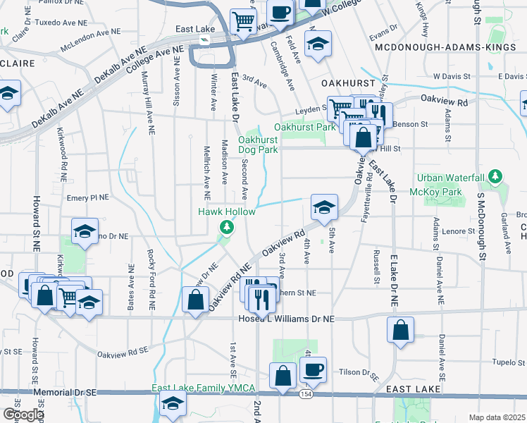 map of restaurants, bars, coffee shops, grocery stores, and more near 705 3rd Avenue in Decatur