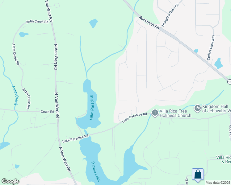 map of restaurants, bars, coffee shops, grocery stores, and more near 130 Pine Needle Trail in Villa Rica
